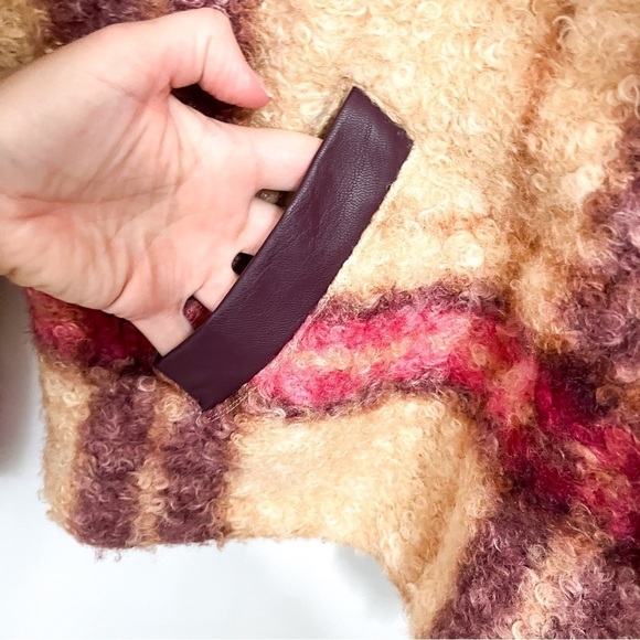 Knox Rose Sherpa Blazer Size Medium Plaid Colorful Jacket Fuzzy - Picture 6 of 8